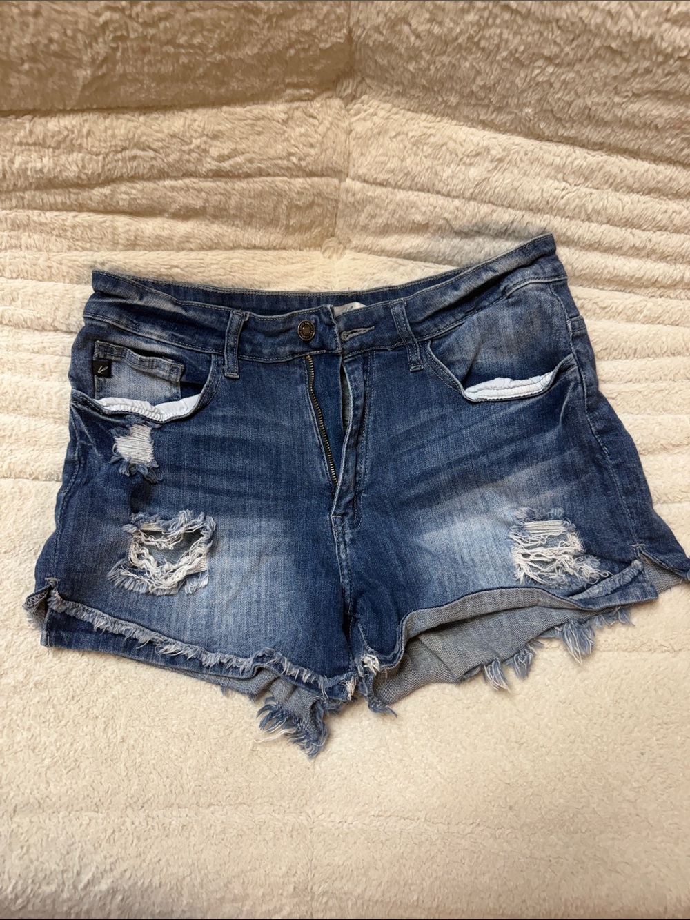 KanCan Distressed Dark Blue Denim Jean Shorts